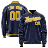 Custom Navy Gold Solid Color Varsity Letterman Jacket