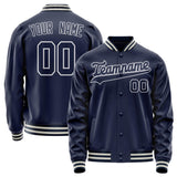 Custom Navy White Solid Color Varsity Letterman Jacket