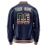 Custom Navy Cream Vintage Usa Flag Varsity Letterman Jacket JA02240617KZ278