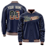 Custom Navy Cream Vintage Usa Flag Varsity Letterman Jacket JA02240617KZ278