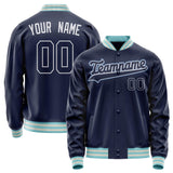 Custom Navy White Solid Color Varsity Letterman Jacket