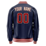 Custom Navy Red Solid Color Varsity Letterman Jacket JA02240617KZ282