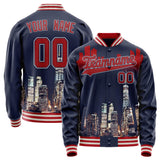 Custom Navy Red 3D Boston Massachusetts City Edition Varsity Letterman Jacket JA02240617KZ287