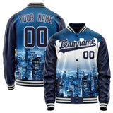 Custom Navy Navy 3D New York City Varsity Letterman Jacket