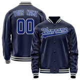 Custom Navy Royal Solid Color Varsity Letterman Jacket JA02240617KZ290