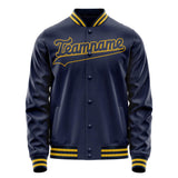 Custom Navy Old-Gold Solid Color Varsity Letterman Jacket JA02240617KZ292