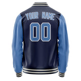 Custom Navy Light-Blue Solid Color Varsity Letterman Jacket JA02240617KZ294