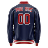 Custom Navy Red Solid Color Varsity Letterman Jacket JA02240617KZ295