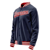 Custom Navy Red Solid Color Varsity Letterman Jacket JA02240617KZ295