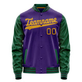 Custom Purple Kelly-Green Solid Color Varsity Letterman Jacket JA02240617KZ356