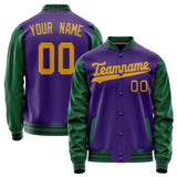 Custom Purple Kelly-Green Solid Color Varsity Letterman Jacket