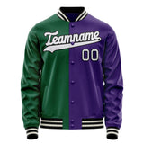 Custom Purple Kelly-Green Split Varsity Letterman Jacket JA02240617KZ358