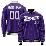 Custom Purple White Solid Color Varsity Letterman Jacket JA02240617KZ359