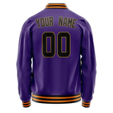 Custom Purple Black Solid Color Varsity Letterman Jacket JA02240617KZ360