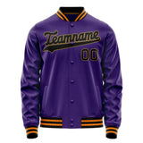 Custom Purple Black Solid Color Varsity Letterman Jacket JA02240617KZ360