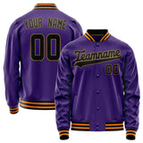 Custom Purple Black Solid Color Varsity Letterman Jacket