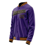 Custom Purple Black Solid Color Varsity Letterman Jacket JA02240617KZ360