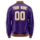 Custom Purple White Solid Color Varsity Letterman Jacket JA02240617KZ361