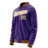 Custom Purple White Solid Color Varsity Letterman Jacket JA02240617KZ361