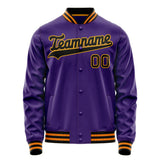 Custom Purple Black Solid Color Varsity Letterman Jacket JA02240617KZ362