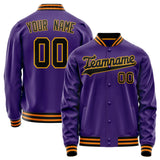 Custom Purple Black Solid Color Varsity Letterman Jacket JA02240617KZ362