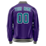 Custom Purple Teal Solid Color Varsity Letterman Jacket JA02240617KZ363