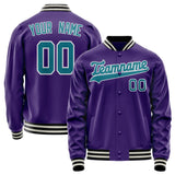 Custom Purple Teal Solid Color Varsity Letterman Jacket