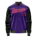 Custom Purple Pink Solid Color Varsity Letterman Jacket JA02240617KZ364