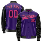 Custom Purple Pink Solid Color Varsity Letterman Jacket JA02240617KZ364