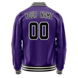 Custom Purple Black Solid Color Varsity Letterman Jacket JA02240617KZ366