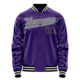 Custom Purple Black Solid Color Varsity Letterman Jacket JA02240617KZ366