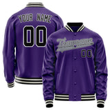 Custom Purple Black Solid Color Varsity Letterman Jacket JA02240617KZ366