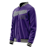 Custom Purple Black Solid Color Varsity Letterman Jacket JA02240617KZ366