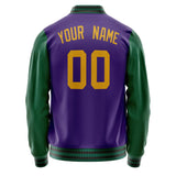 Custom Purple Kelly-Green Solid Color Varsity Letterman Jacket JA02240617KZ367