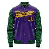 Custom Purple Kelly-Green Solid Color Varsity Letterman Jacket JA02240617KZ367