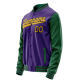 Custom Purple Kelly-Green Solid Color Varsity Letterman Jacket JA02240617KZ367