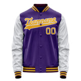 Custom Purple White Solid Color Varsity Letterman Jacket JA02240617KZ368