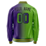 Custom Purple Kelly-Green Gradient Varsity Letterman Jacket JA02240617KZ370