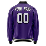 Custom Purple White Solid Color Varsity Letterman Jacket JA02240617KZ371