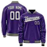 Custom Purple White Solid Color Varsity Letterman Jacket