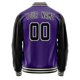 Custom Purple Black Solid Color Varsity Letterman Jacket JA02240617KZ372