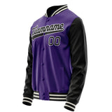 Custom Purple Black Solid Color Varsity Letterman Jacket JA02240617KZ372