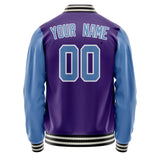 Custom Purple Light-Blue Solid Color Varsity Letterman Jacket JA02240617KZ373