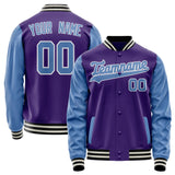 Custom Purple Light-Blue Solid Color Varsity Letterman Jacket