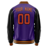 Custom Purple Black Solid Color Varsity Letterman Jacket JA02240617KZ375