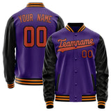 Custom Purple Black Solid Color Varsity Letterman Jacket JA02240617KZ375