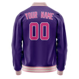 Custom Purple Pink Solid Color Varsity Letterman Jacket JA02240617KZ376