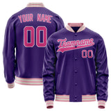 Custom Purple Pink Solid Color Varsity Letterman Jacket