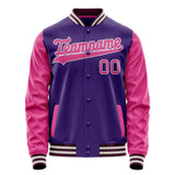 Custom Purple Pink Solid Color Varsity Letterman Jacket JA02240617KZ378