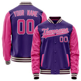 Custom Purple Pink Solid Color Varsity Letterman Jacket